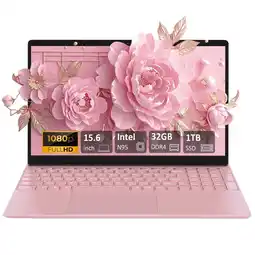 Walmart Auusda 15.6 Business Laptop, Intel N95 CPU, 32GB RAM, 1TB SSD, Windows 11 Pro, Pink offer