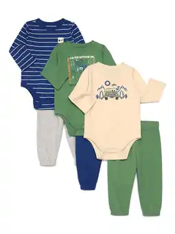 Walmart Baby Boys Mix and Match Bodysuits and Joggers Kid-Pack, 6-Piece, Sizes 0M-24M offer