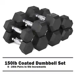 Walmart CAP 150lb Rubber Hex Dumbbell Set offer