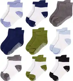 Walmart Unisex Non Slip Low-Cut Grip Socks for Infants and Toddlers (9 Pack) offer