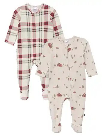 Walmart by Gerber Gender Neutral Sleep ´N Play Christmas Pajamas, 2-Pack, Sizes Newborn - 6/9 Months offer