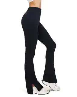 Walmart Womens Flared Leggings Slit Hem High Waist Bootcut Yoga Pants Buttery Soft Workout Bootleg Pants offer
