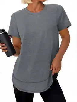 Walmart Womens Workout Tops Short Sleeve Tee Shirts Quick Dry Athletic Shirts Women Loose Gym Running Tops offer