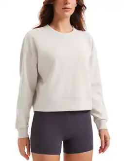 Walmart Womens SoftAura Crewneck Sweatshirt Long Sleeve Workout Casual Pullover Basic Fall Tops offer