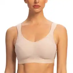 Walmart Women's High Impact Support Wirefree Bounce Control Plus Size Workout Sports Bra Pale Nude 38C offer