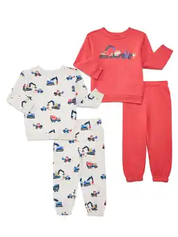 Walmart Toddler Boy 4-Piece Fleece Sweatshirt & Jogger Outfit Set, Sizes 18M-5T offer