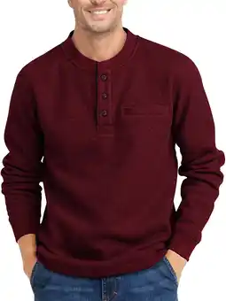 Walmart Henley Sweatshirts for Men Long Sleeve Crew Neck Men Sweatshirts Casual Pullover Tops with Pocket offer