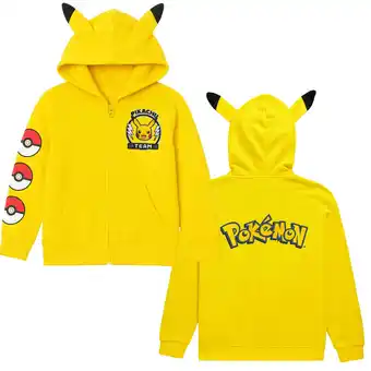 Walmart Pokemon Pikachu Costume Hoodie with 3D Ears, Long Sleeve Hooded Sweatshirt, Boys S-XL offer