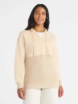 Walmart Women's and Women's Plus Fashion Mixed Media Hoodie, Sizes XS-4X offer