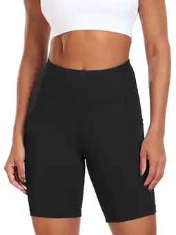 Walmart Womens 8 High Waist Spandex Shorts Yoga Workout Biker Athletic Shorts with Pockets,Black,US Size XL offer