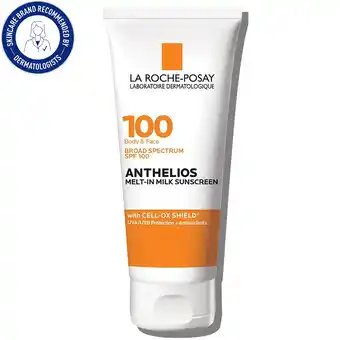 Walmart La Roche-Posay Anthelios Melt-In Milk Sunscreen for Face and Body SPF 100, 3.0 fl oz offer