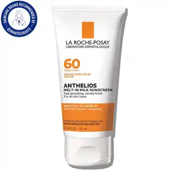 Walmart La Roche-Posay Anthelios Melt-In Milk Sunscreen for Face and Body SPF 60, 5.0 fl oz offer