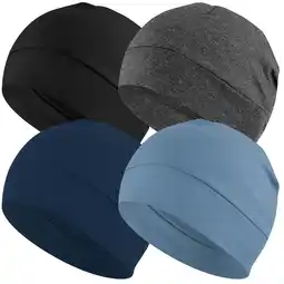 Walmart EINSKEY Cotton Skull Cap 4pcs Thin Cancer Chemo Hat Beanies for Men Women 2 Blue,Black,Grey offer