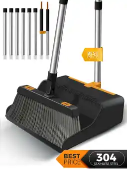 Walmart BIMZUC Broom and Dustpan Set with 50.4 Long Handle Extension Pole Set for Home (Black+Orange) offer