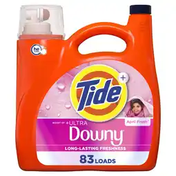 Walmart Tide Plus a Boost of Ultra Downy Liquid Laundry Detergent, April Fresh Scent, 117 fl oz, 83 Loads offer
