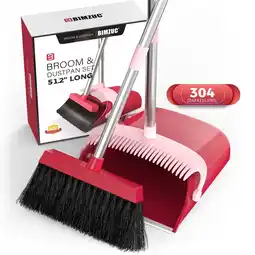 Walmart BIMZUC Broom and Dustpan Set for Home, 51 Long Handle Dustpan w/Comb, Broom & Dustpan, Rose Red offer