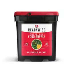 Walmart ReadyWise Dehydrated Camping Meals, 120 Servings, Survival Vegetable Bucket, 25 Year Shelf Life offer