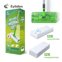 Walmart Eyliden Wet and Dry Starter Mop Kit, Sweep for Hardwood Floors, Disposable Dust Pads 24 refills offer