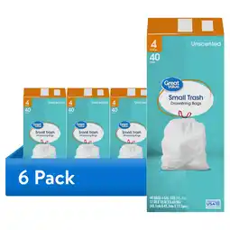 Walmart (6 pack) Great Value 4-Gallon Small Drawstring Trash Bags, 40 Bags offer