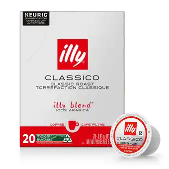 Walmart illy K-Cup Coffee Pods, Classico Medium Roast, 100% Arabica, 20 Ct offer