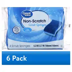 Walmart (6 pack) Great Value Non-Scratch Scrub Sponges, 4 Count offer