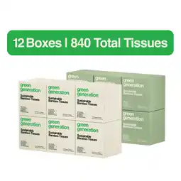 Walmart Green Generation Bamboo Facial Tissues, 3-Ply, 840 Count, 12 Boxes offer