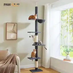 Walmart PAWZ Road 5-Level Cat Tree Cactus Style Floor to Ceiling Tower for Indoor Small Cats, Gray offer