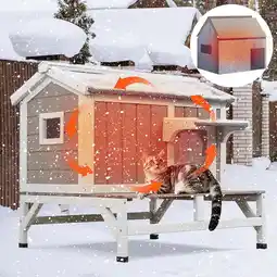 Walmart PETSCOSSET Insulated Outdoor Cat House Wooden Cat Shelter with Elevated Base for Winter offer