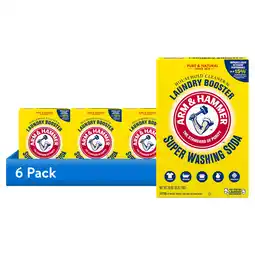 Walmart (6 pack) ARM & HAMMER Super Washing Soda Powder Laundry Detergent Booster & Household Cleaner, 55 oz offer