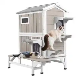 Walmart PETSCOSSET Outdoor Cat House Wooden Feral Cat Shelter with Balcony offer