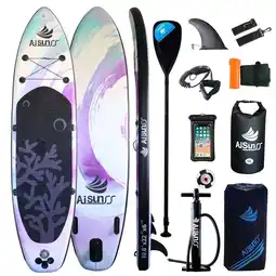 Walmart AISUNSS Inflatable Stand Up Paddle Board, 11ft Fishing Paddle Board with SUP Accessories offer