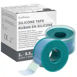 Walmart LotFancy Medical Silicone Tape, 2Rolls 1×5.5 Yds, Waterproof Adhesive Surgical Tape for First Aid offer