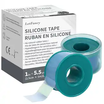 Walmart LotFancy Medical Silicone Tape, 2Rolls 1×5.5 Yds, Waterproof Adhesive Surgical Tape for First Aid offer