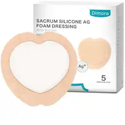 Walmart Dimora Ag Silver Sacrum Foam Wound Dressing Bandages Silicone Adhesive Border 7x7 5 Packs offer