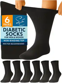 Walmart Special Essentials 6 Pairs Cotton Diabetic Socks Crew for Men and Women Black (Size 13-15) offer