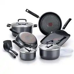 Walmart T-fal Signature 12 Piece Non Stick Aluminum Pot and Pan Cookware Set, Black offer