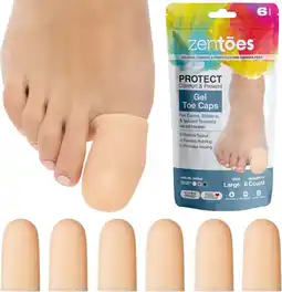 Walmart ZenToes Gel Toe Protector Caps - Pack of 6 - Protect Ingrown Toenails, Blisters offer
