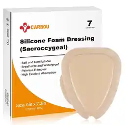 Walmart Carbou Wound Dressing Sacrum Silicone Foam Dressing with Adhesive Border 7Pcs-6''x7'' offer