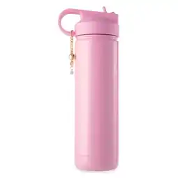 Walmart Thyme & Table 26 fl oz Water Bottle with Straw Lid, Pink with Heart Gold Charm offer