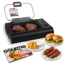 Walmart Gourmia 6 Qt Smokeless Indoor Grill & Air Fryer, 5-in-1 FoodStation, Black offer