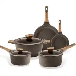 Walmart Carote Nonstick Granite Cookware Sets, 8Pcs Brown Pots and Pans, Induction Kitchen Cooking Set offer