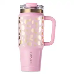 Walmart Thyme & Table 32 fl oz Stainless Steel Luna Tumbler with Handle and Dual Straw Lid, Pink & Gold Dot offer