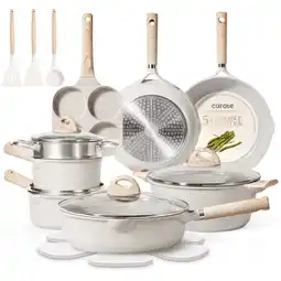 Walmart Carote 21pcs Pots and Pans Set Non Stick, Cookware Set Induction Ready, Kitchen Cooking Set, Beige offer