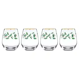 Walmart Lenox 888202 Holiday 4-Piece Stemless Wine Glasses offer