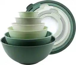 Walmart COOK WITH COLOR 12-Pc Mixing Bowls with Lids Set Plastic Bowls for Kitchen, Sage offer