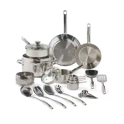 Walmart T-fal Cook & Strain Stainless Steel, 20 Piece Pots and Pans Cookware Set offer
