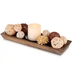 Walmart Hanobe Decorative Long Wooden Tray for Candle Centerpiece Farmhouse Decor Coffee Table Tray offer
