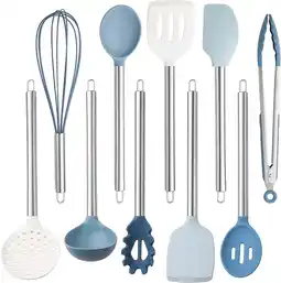 Walmart COOK WITH COLOR 10-Pc Cooking Utensils Set Kitchen Gadgets & Essentials, Blue/White offer