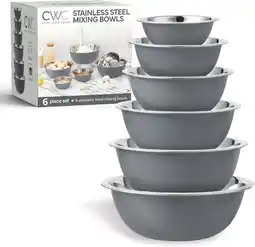 Walmart COOK WITH COLOR Stainless Steel Mixing Bowls Set 6-pcs, Nesting Mixing Bowls, Grey offer