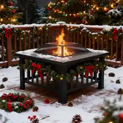 Walmart Ktaxon Gardens 32 Outdoor Metal Firepit Backyard Patio Garden Square Stove Fire Pit offer